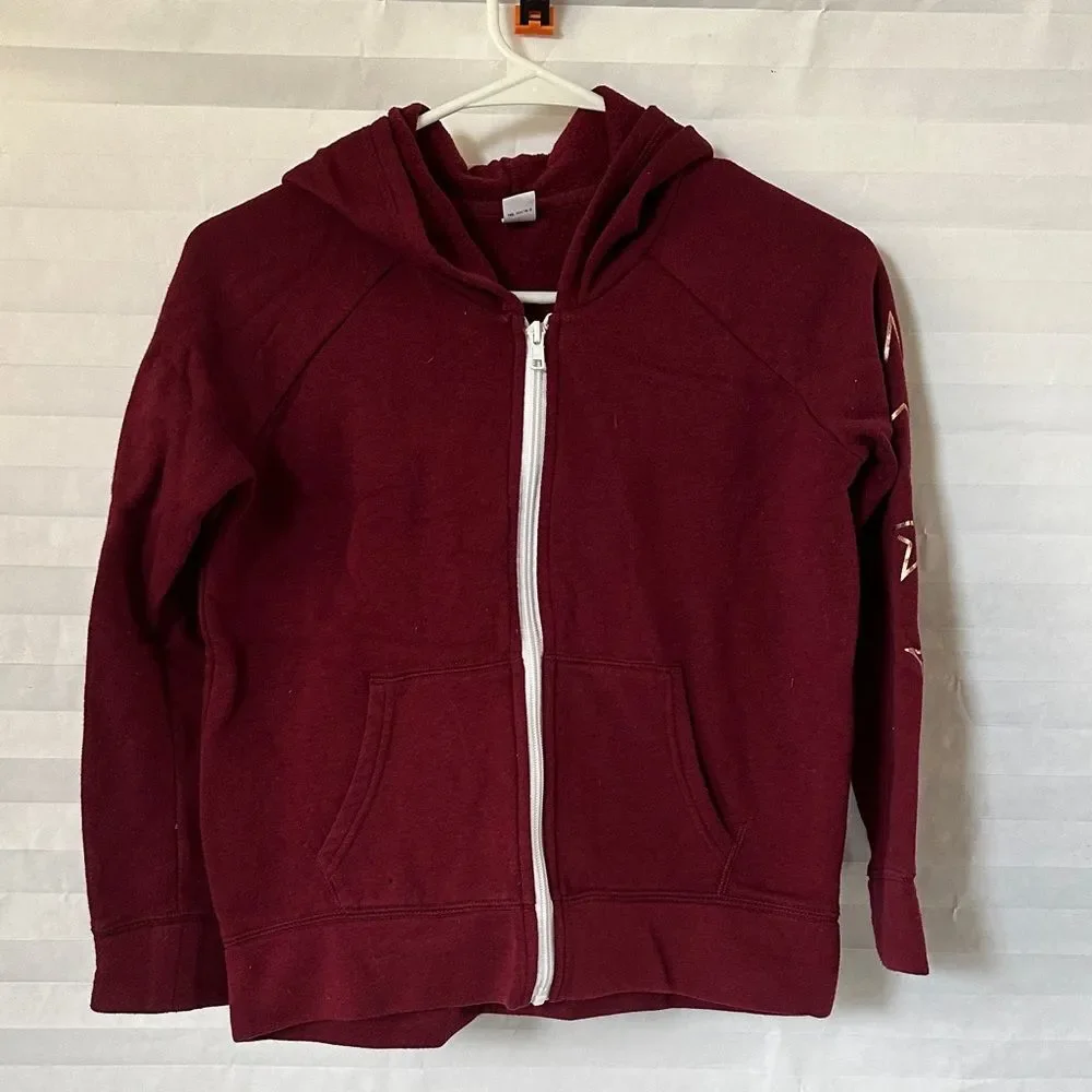 Old Navy Girls Maroon Hoodie Gold Star Graphic – Size Large